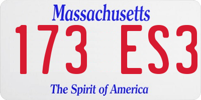 MA license plate 173ES3