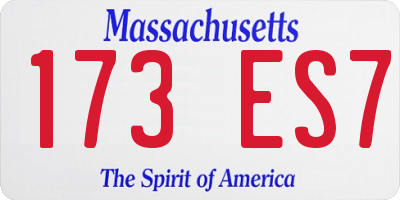 MA license plate 173ES7