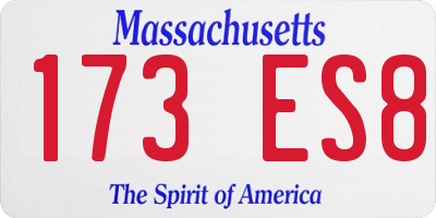 MA license plate 173ES8