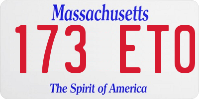 MA license plate 173ET0