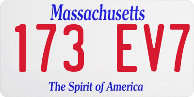 MA license plate 173EV7