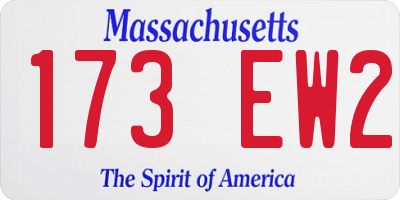 MA license plate 173EW2
