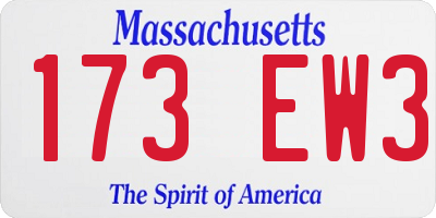 MA license plate 173EW3