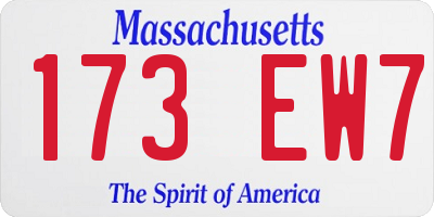 MA license plate 173EW7