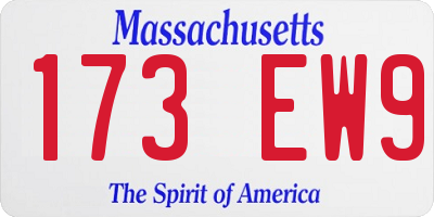 MA license plate 173EW9