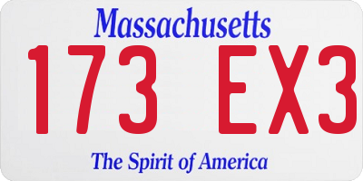 MA license plate 173EX3