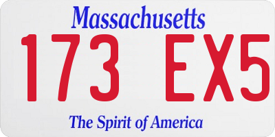 MA license plate 173EX5
