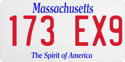 MA license plate 173EX9