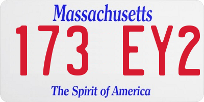 MA license plate 173EY2