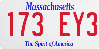 MA license plate 173EY3
