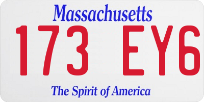 MA license plate 173EY6