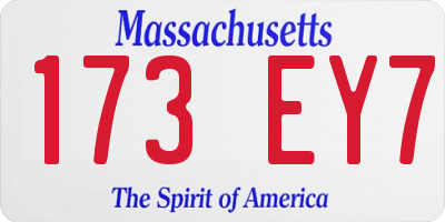 MA license plate 173EY7