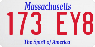 MA license plate 173EY8