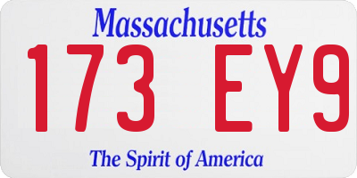 MA license plate 173EY9