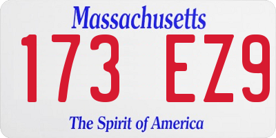 MA license plate 173EZ9