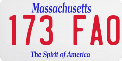 MA license plate 173FA0