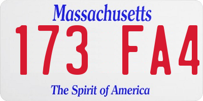 MA license plate 173FA4