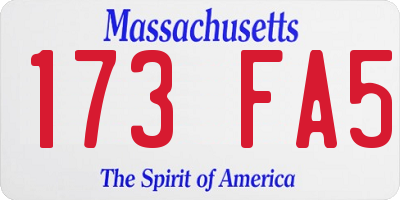 MA license plate 173FA5