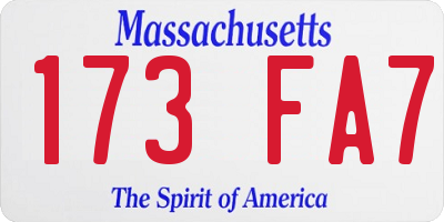 MA license plate 173FA7