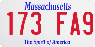 MA license plate 173FA9