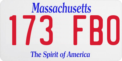 MA license plate 173FB0
