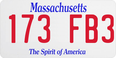 MA license plate 173FB3