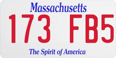 MA license plate 173FB5