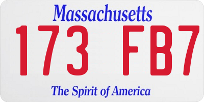 MA license plate 173FB7