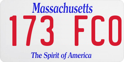 MA license plate 173FC0