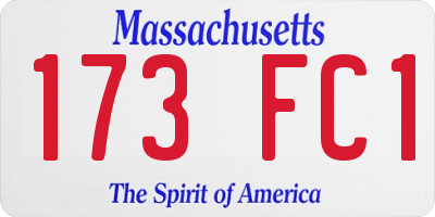MA license plate 173FC1