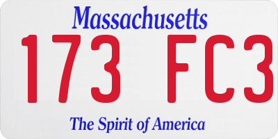 MA license plate 173FC3