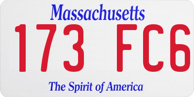 MA license plate 173FC6