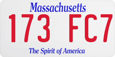 MA license plate 173FC7