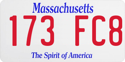 MA license plate 173FC8
