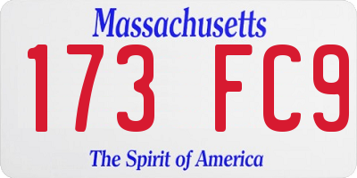 MA license plate 173FC9