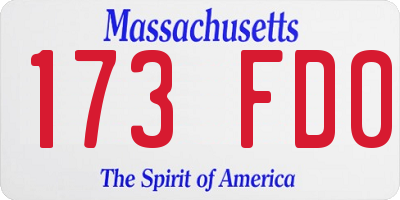 MA license plate 173FD0