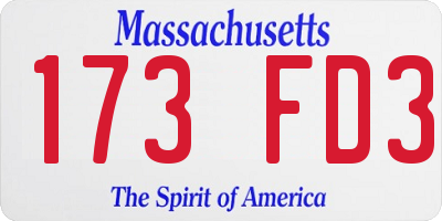 MA license plate 173FD3