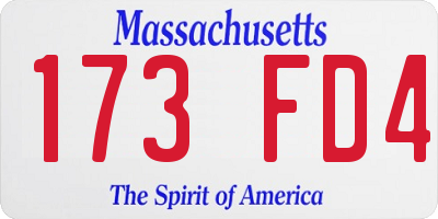 MA license plate 173FD4