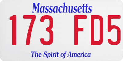 MA license plate 173FD5