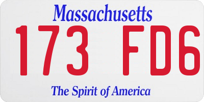MA license plate 173FD6
