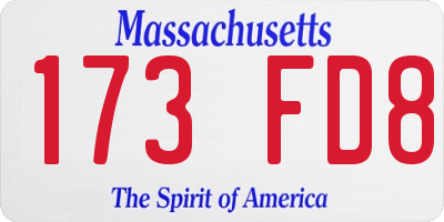 MA license plate 173FD8