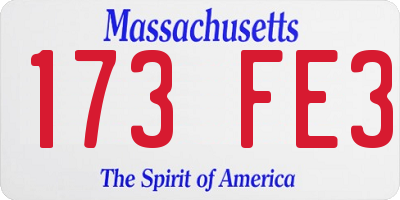MA license plate 173FE3