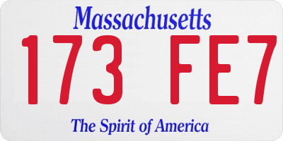 MA license plate 173FE7