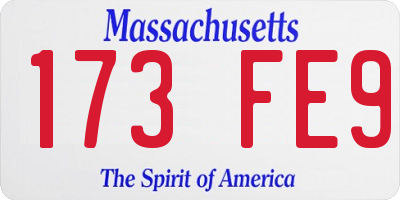 MA license plate 173FE9