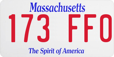 MA license plate 173FF0