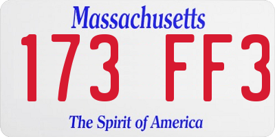 MA license plate 173FF3