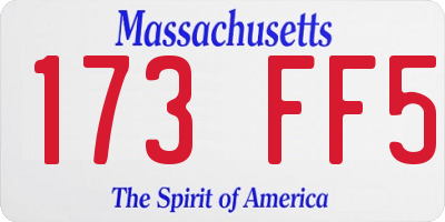 MA license plate 173FF5