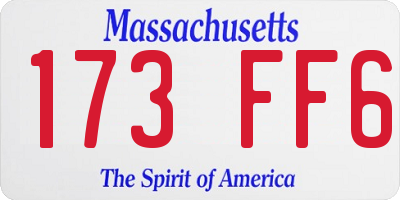MA license plate 173FF6