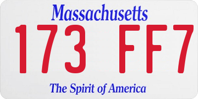 MA license plate 173FF7