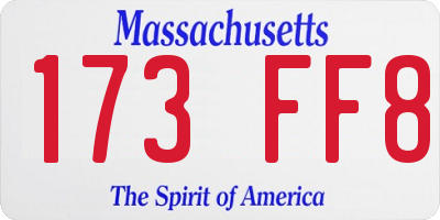 MA license plate 173FF8